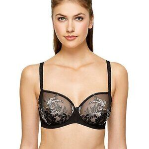 Wacoal Wild Seduction Embroidered Balconette Bra in Black, 38DD